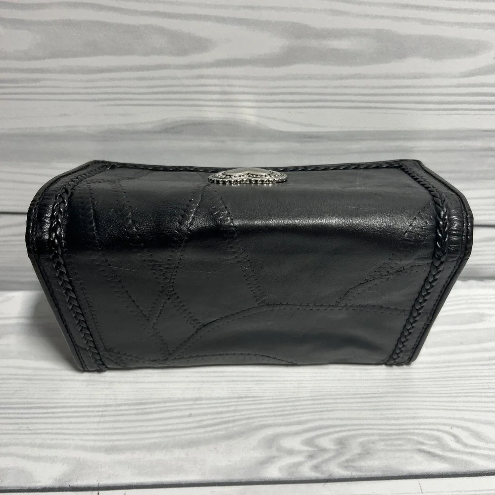 Vintage Brighton Black Heart Accent Tri-Fold Wallet Credit Card Folding Women